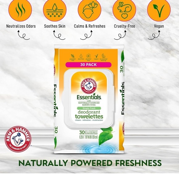 Pack 3 Arm & Hammer Essentials Towelettes Wipes Clear Water Simply Fre. - Picture 3 of 8